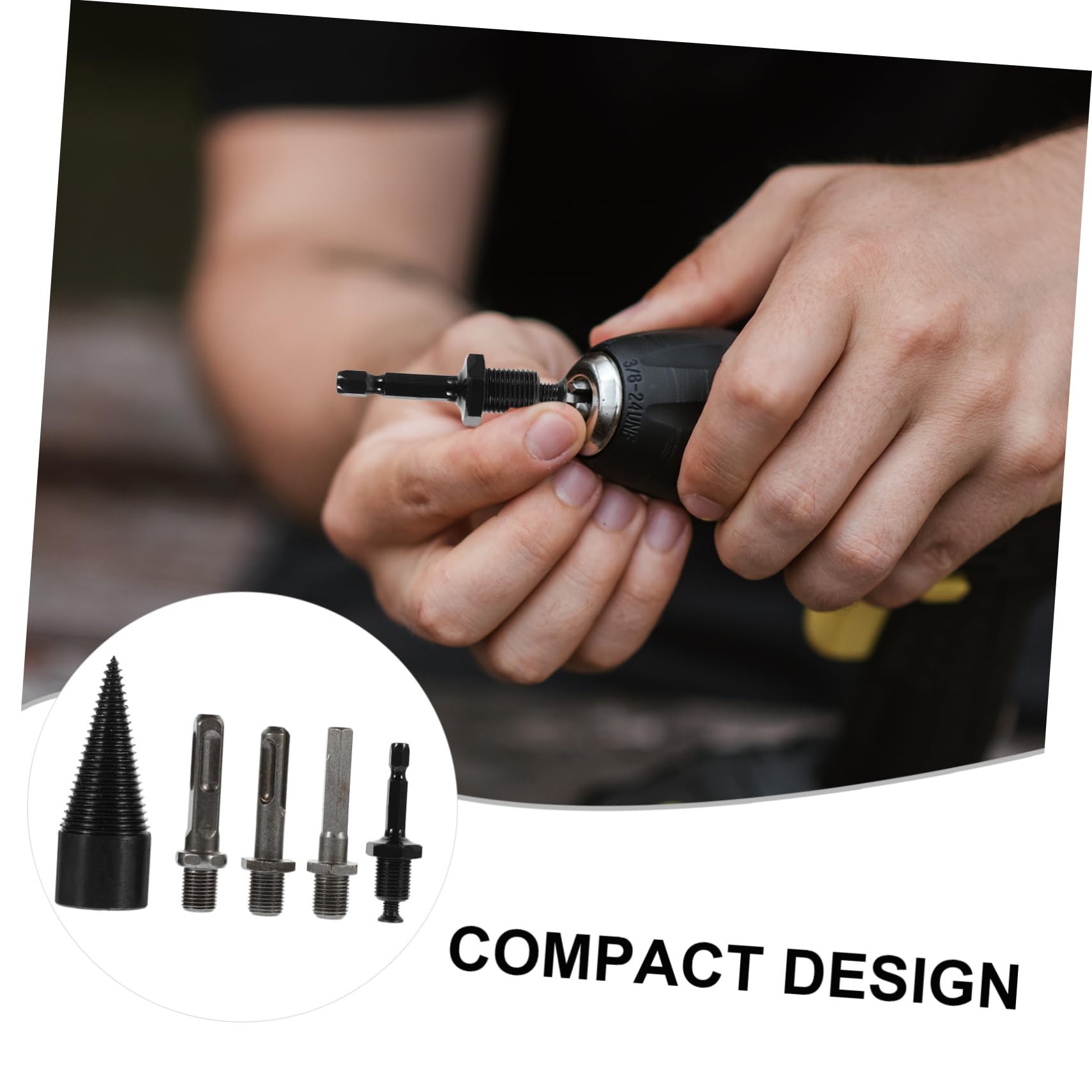 Hemobllo 2 Set Spaccalegna Per Legna Da Ardere Falegnameria Utensili Trapano Elettrico Cono Della Punta Del Trapano Coni Spaccalegna Acciaio Carbonio Black 5 Pezzi*2