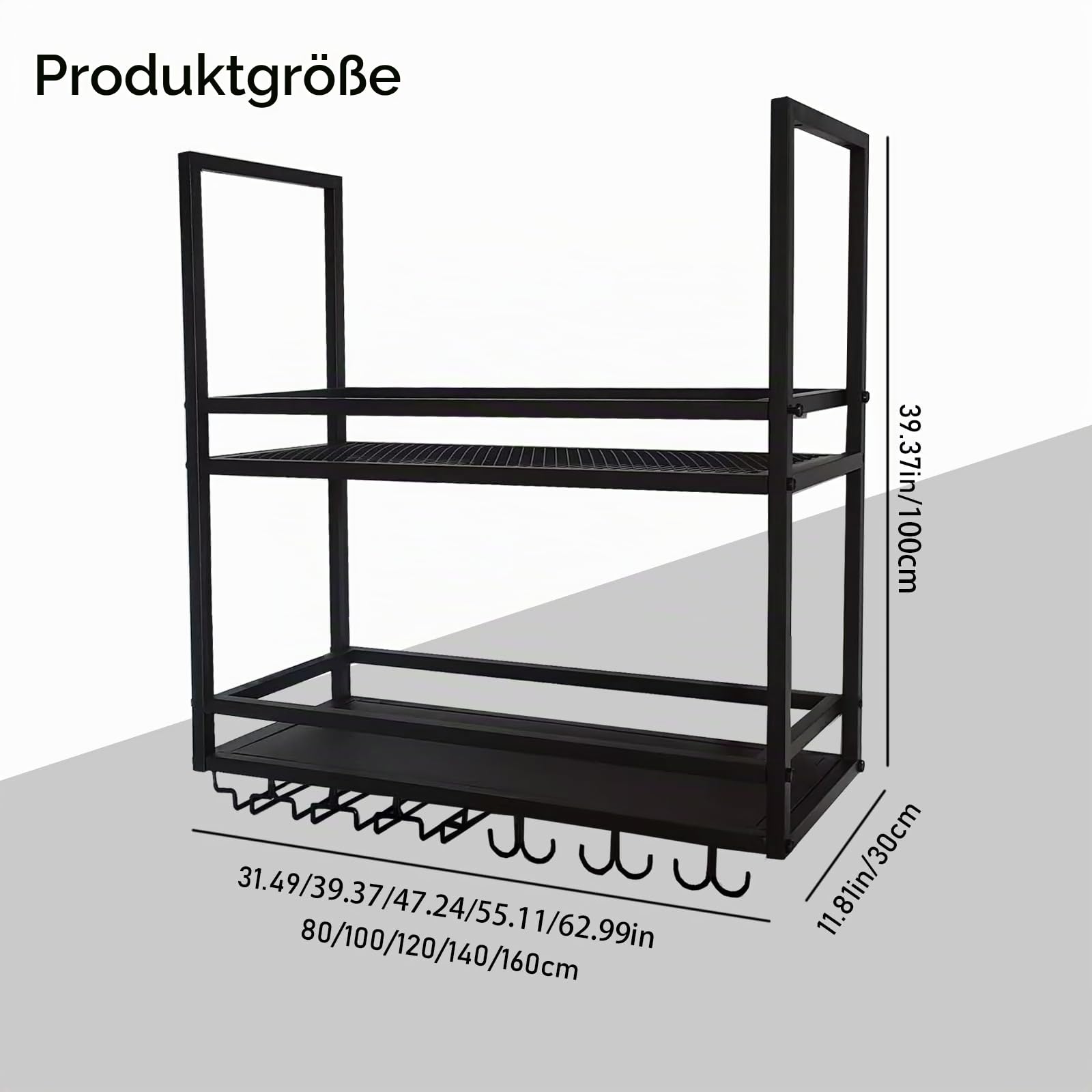 Deckenregal Weinregal, Hängend Metall Weinflaschenhalter, 2-Lagiger Wandmontage Wine Display-Ständer, Decke Dekoration Regal für Bars, Restaurants, Küchen (Gold, 80CM)