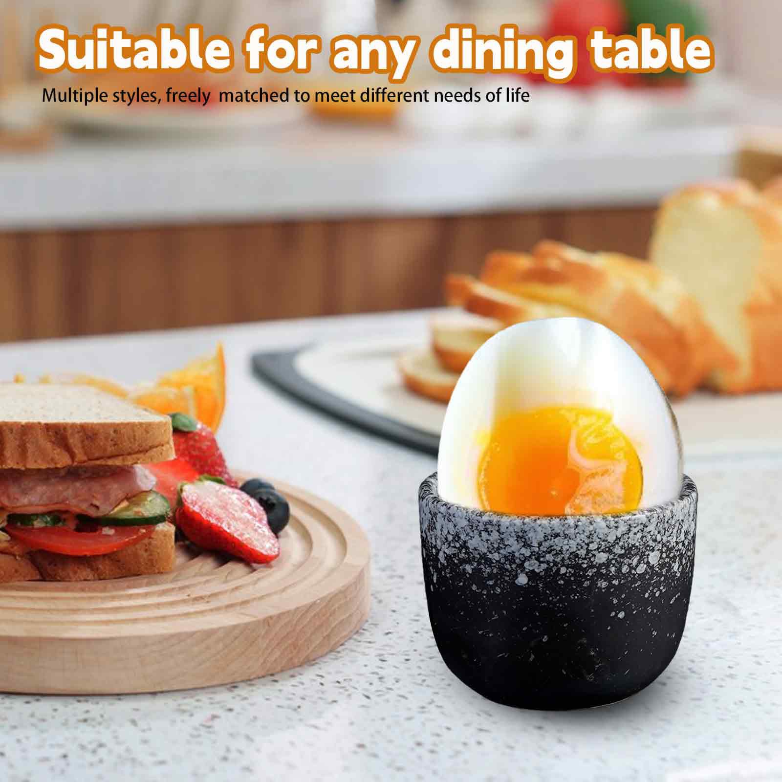 6er Eierbecher Set, Eierbecher Porzellan aus Keramik, Durchm 5cm, Höhe 4,8 cm, Ofenglasurverfahren, Glatt und gratfrei, spülmaschinenfest & in Geschenkbox, Eierbecher für Frühstückstische