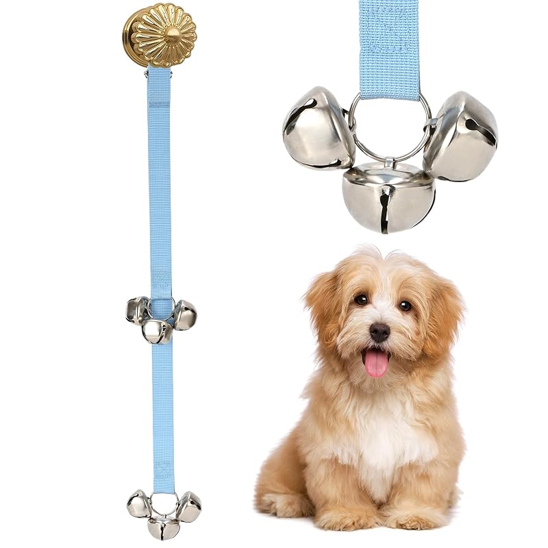 Campainha para Cães com Correia de Nylon Ajustável Luckyiren, 1 Unidade, Azul