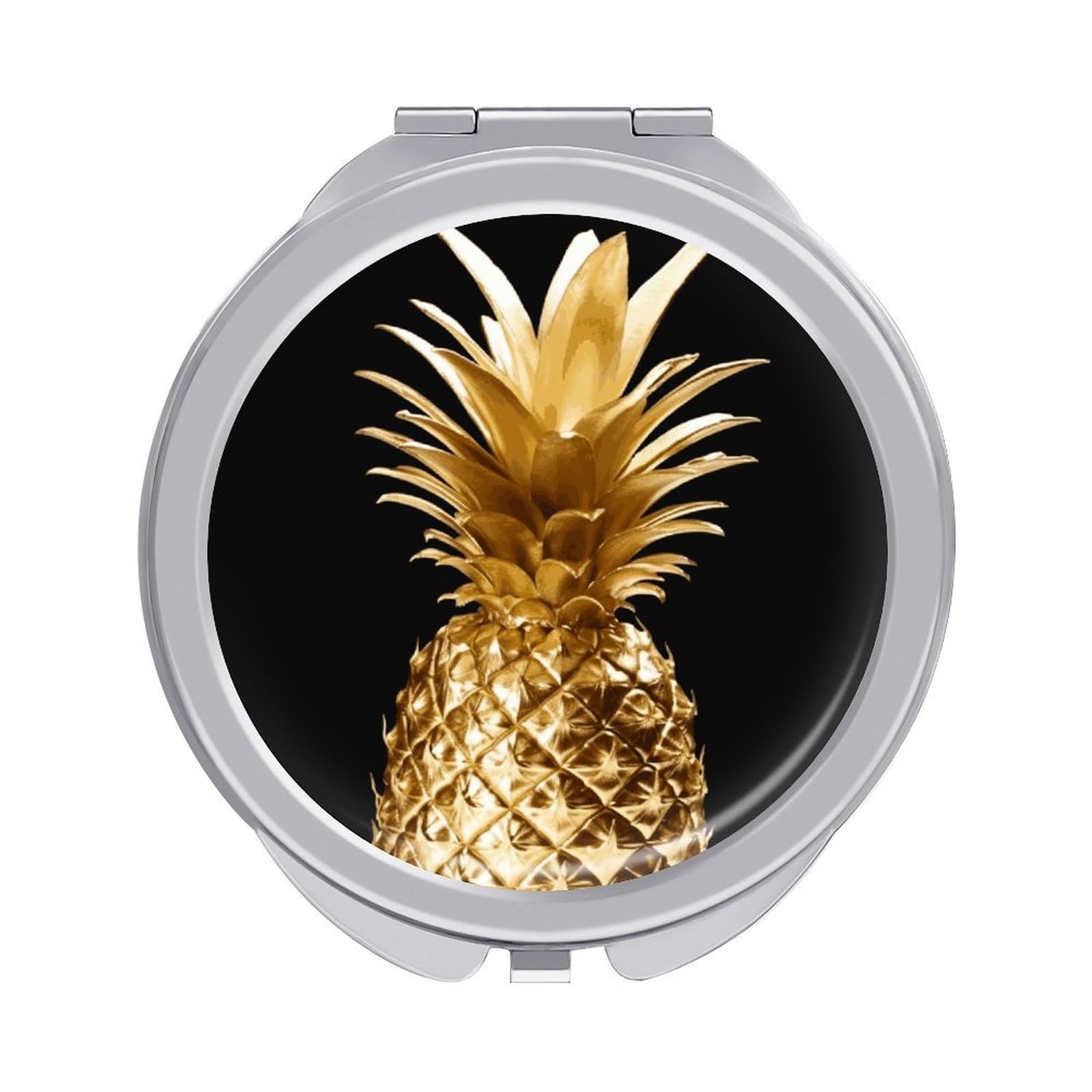 JTREHY Gold Pineapple Makeup Mirror Silver Mirror Surface Folding Makeups Mirrors Lightweight Durable Looking Glass for Suitable Traveling Handbag and Purses