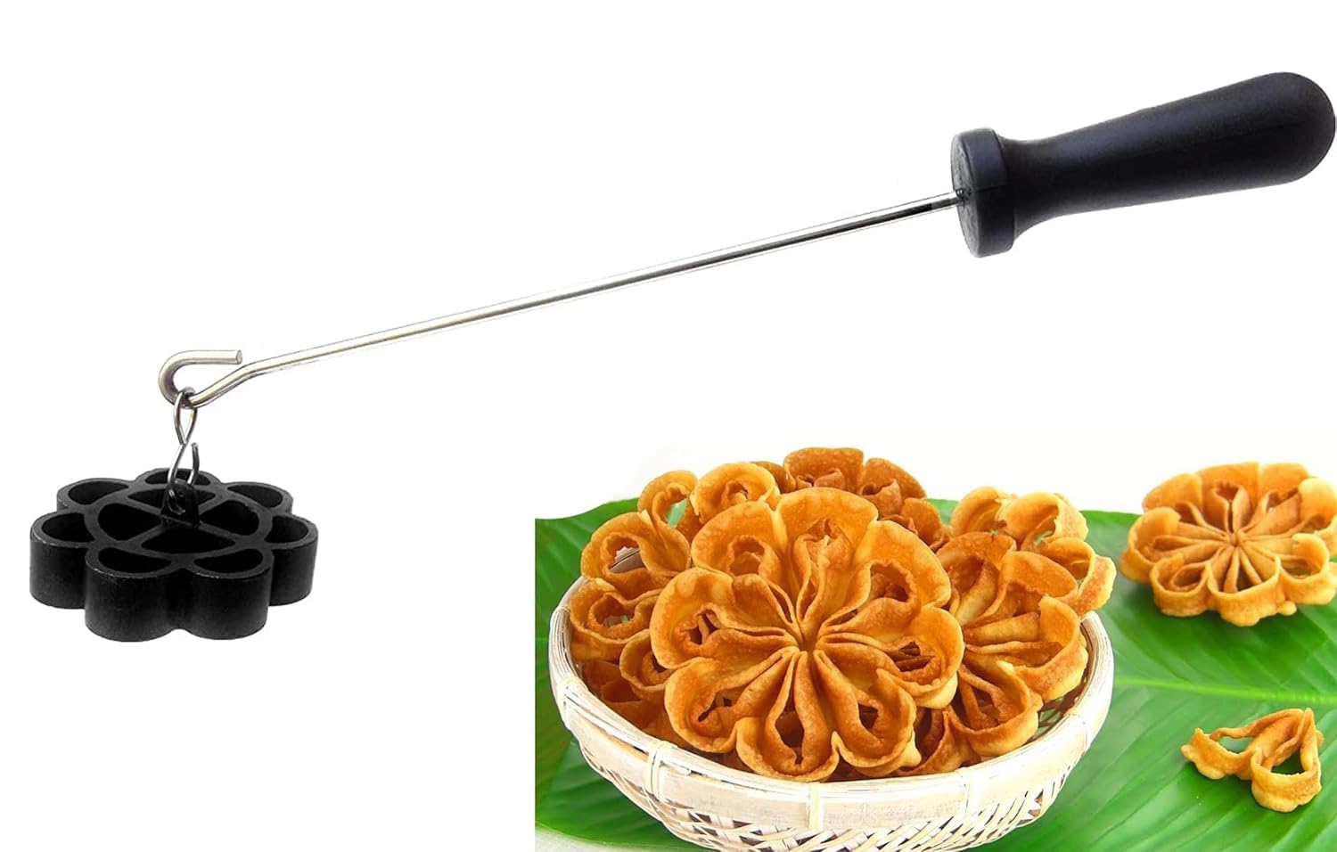 FASHRAMP Non Stick Rose Cookie Mold | Multipurpose Achu Murukku, Achappam, and Gulabi Puvvulu Maker Ideal for Daily Use-picture-29