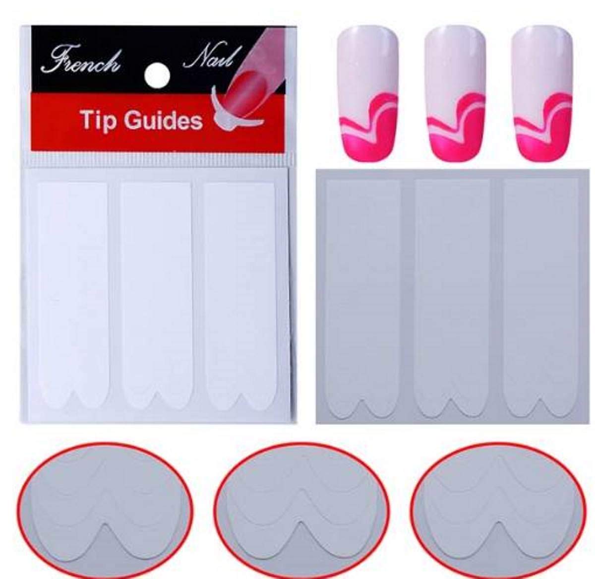 SENECIO� DIY French Tip Guide Manicure Nail Art Decorations Curve W shape Form Fringe Sticker Stencil Style-13-image-36