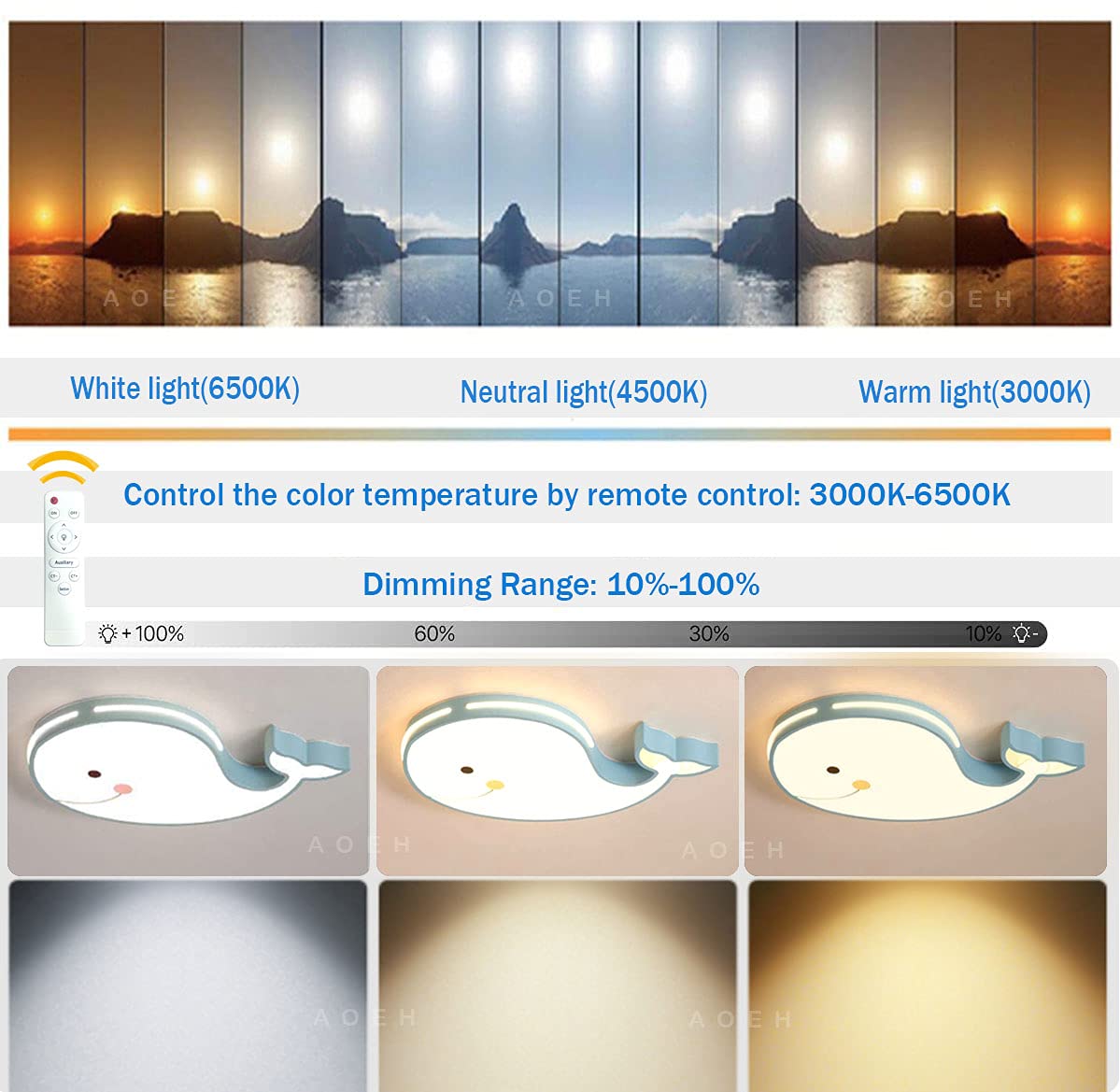 LED Deckenleuchte 60CM Raumbeleuchtung Delphinform Deckenlampe Junge Mädchen Baby Kinder Decke Licht Innenbeleuchtung Aufhängung Kinderzimmer Schlafzimmer Lampe Raumleuchten Kronleuchter,Blue.