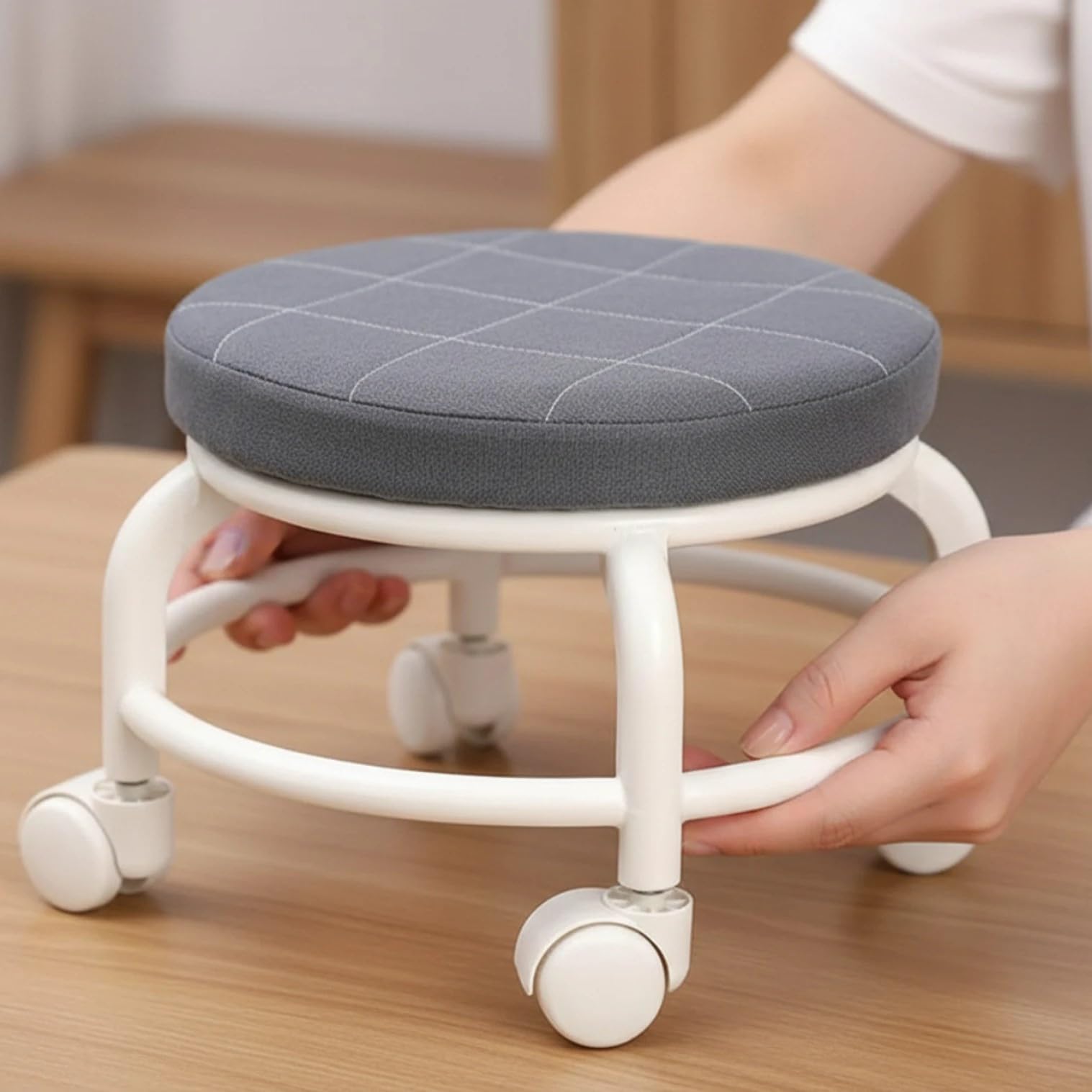 Cyrox 360° Rotatable Mini Stool - Low Height Wheel Chair | Heavy Duty 360 Degree Rotating Stool – for Fitness, Barber, Salons & Kitchen - Mini Stools with Foam Seat – 4 Wheels (1Pcs)-image-5