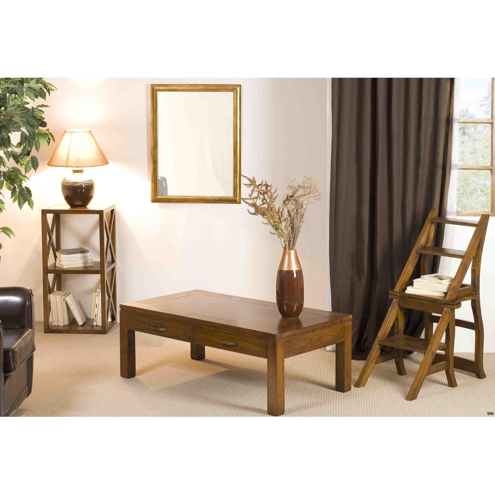 Lauren - Étagère Marron 2 Cases 40 cm croisillons Bois Mindi