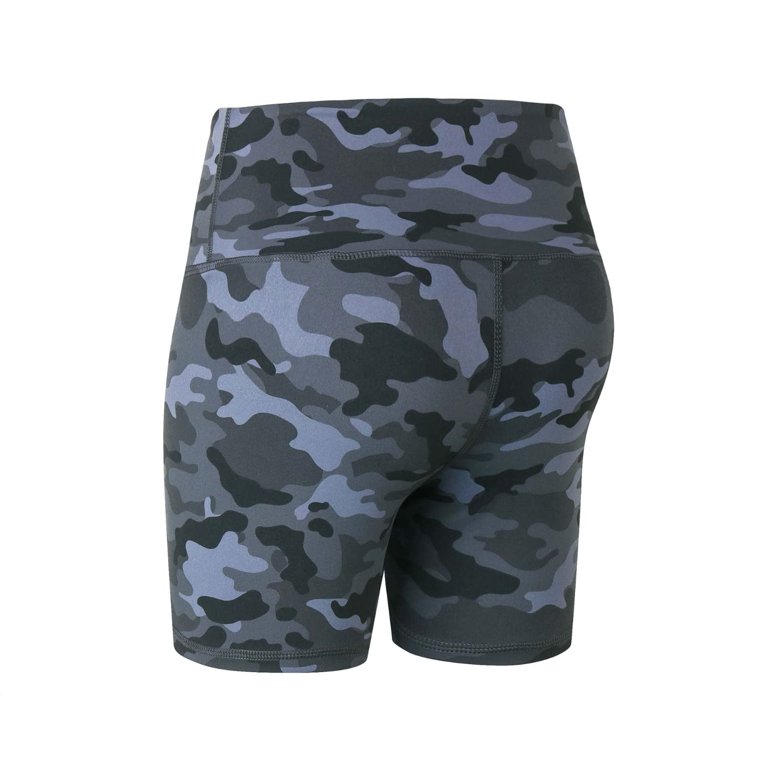 XUNRYAN Women Camo Sports Workout Yoga Shorts High Waist Active Gym Stretchy Compression Seamless Quick Dry Shorts