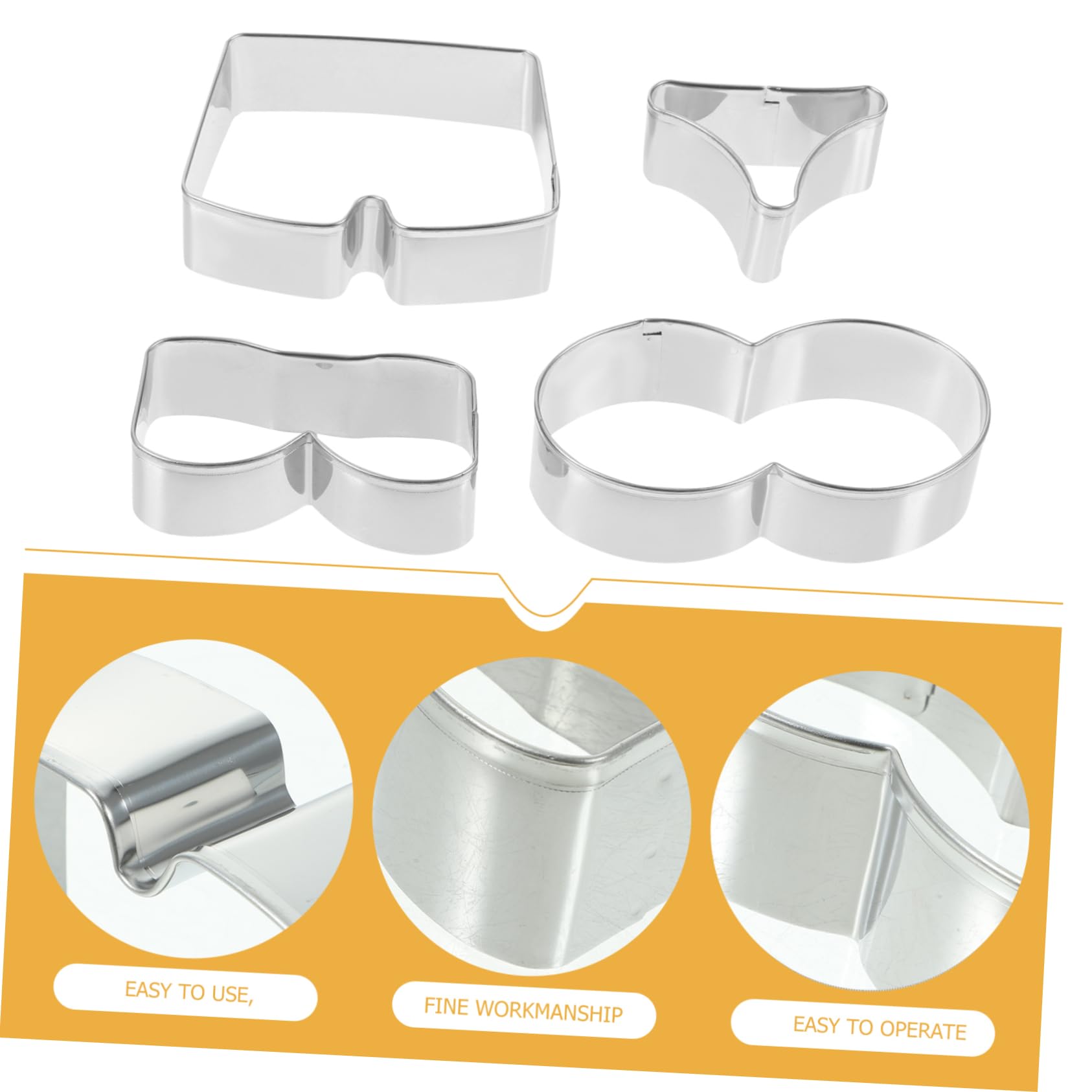 Cabilock 5 Ensembles Moule À Gâteau De Coiffage De Sous-vêtements Emporte-pièce En Forme En Forme De Coupe-fondants En Acier Inoxydable Emporte-pièce En Métal 4 Pièces * 5