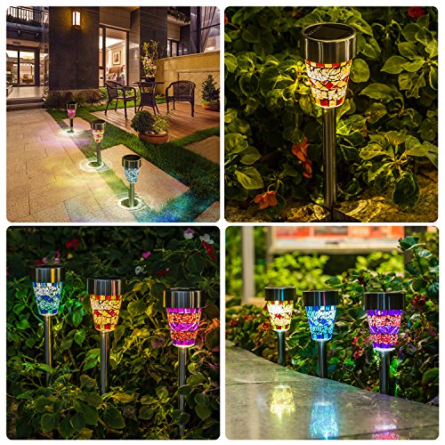 Sunwind 43397-38110 Solar Garden Lights Outdoor Decorative Mosaic Glass Pathway Lights White Led Solar Landscape Lights Waterproof thumb #1