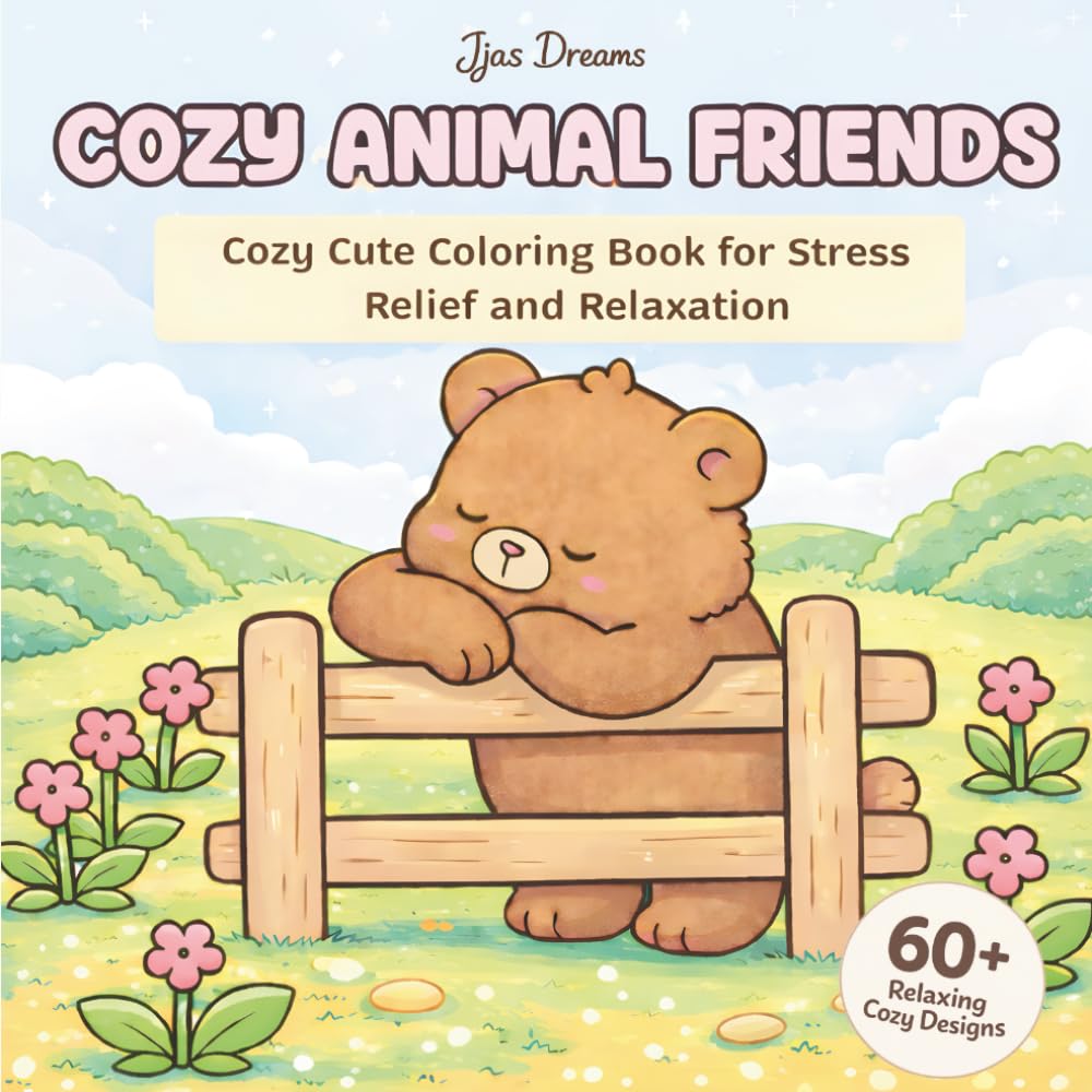 Cozy Cute Friends Easy Coloring Book: Simple Cozy Coloring Pages for Relaxation & Calm Mindfulness: Bold & Easy Cute Animal Friends Coloring Book for ... with Adorable Animal Friendship Scenes