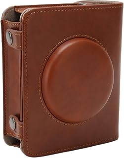 Capa de câmera instantânea compatível com Kodak Mini Shot 3 Retro C300R, bolsa protetora removível de couro PU com alça ajustável, camada interna macia, marrom escuro