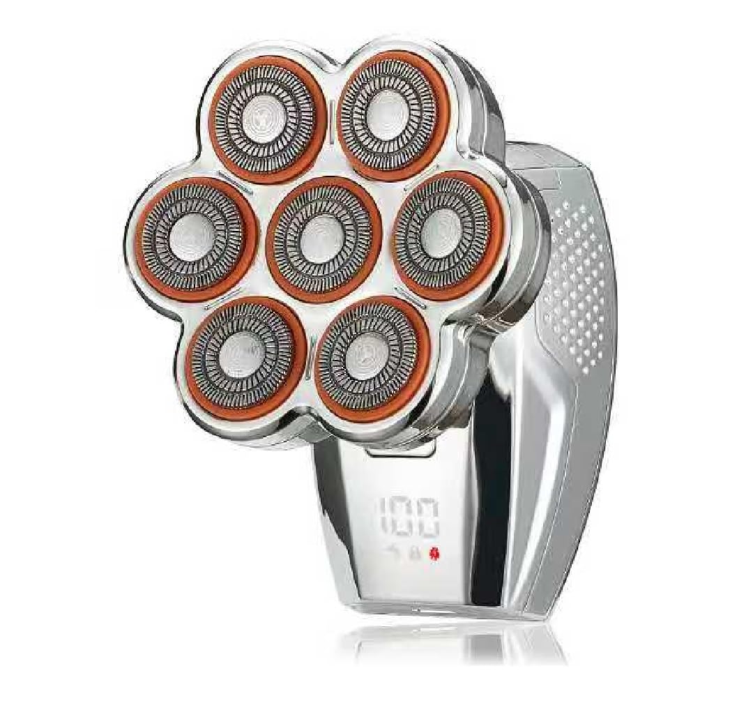 Electric Head & Body Hair Shaver - Mens Cordless Rechargeable Wet/Dry Skull Silver