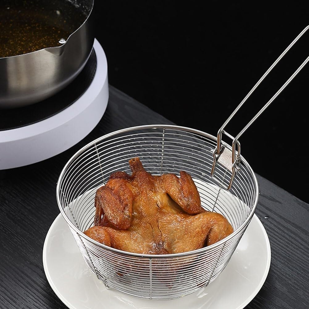 Cestini per Alimenti Famiglia Cestello for friggitrice in Acciaio Inossidabile for friggere e servire Alimenti VFry Cestello Friggitrice(9.84in)