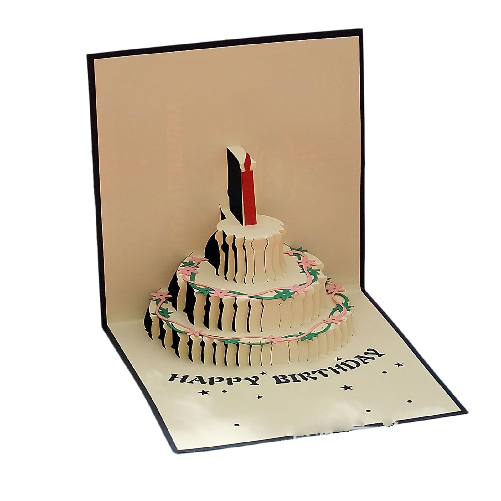 Kalttoy A Rtistic 3D Folded Cake Greeting Card Sturdy 250G White Paper Celebration Card Elegant Holiday Cards Musical Birthday