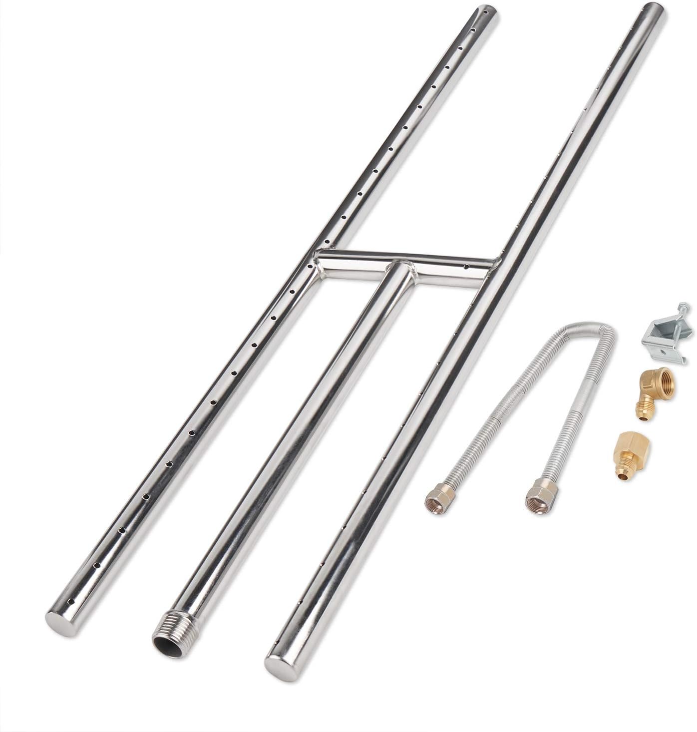 GASPRO 24 x 6 inch Gas Fireplace Burner, Stainless Steel H