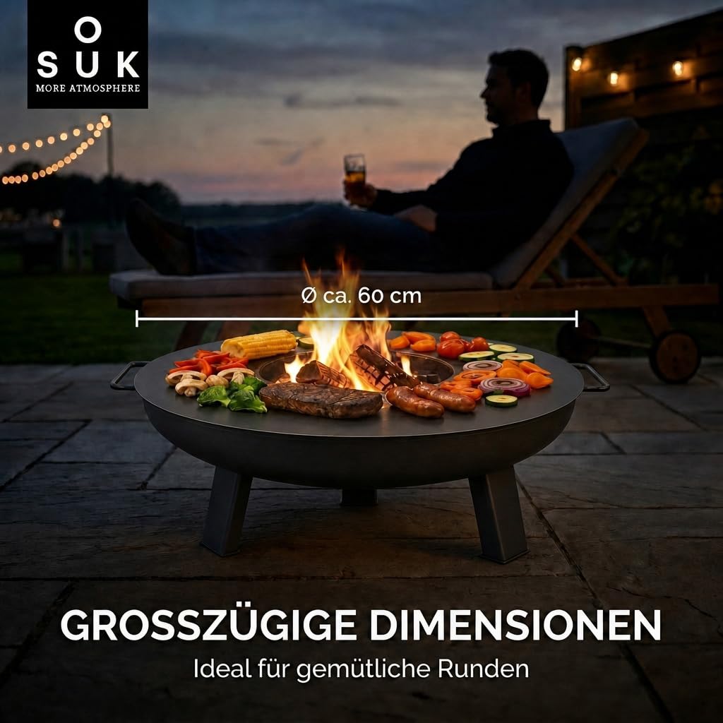 Plancha Ø 60 cm Feuerring Feuerplatte Grillring für Feuerschale, Feuertonne - Grillplatte aus Stahl 4mm Dick (Lieferumfang 1x Plancha ohne Feuerschale)