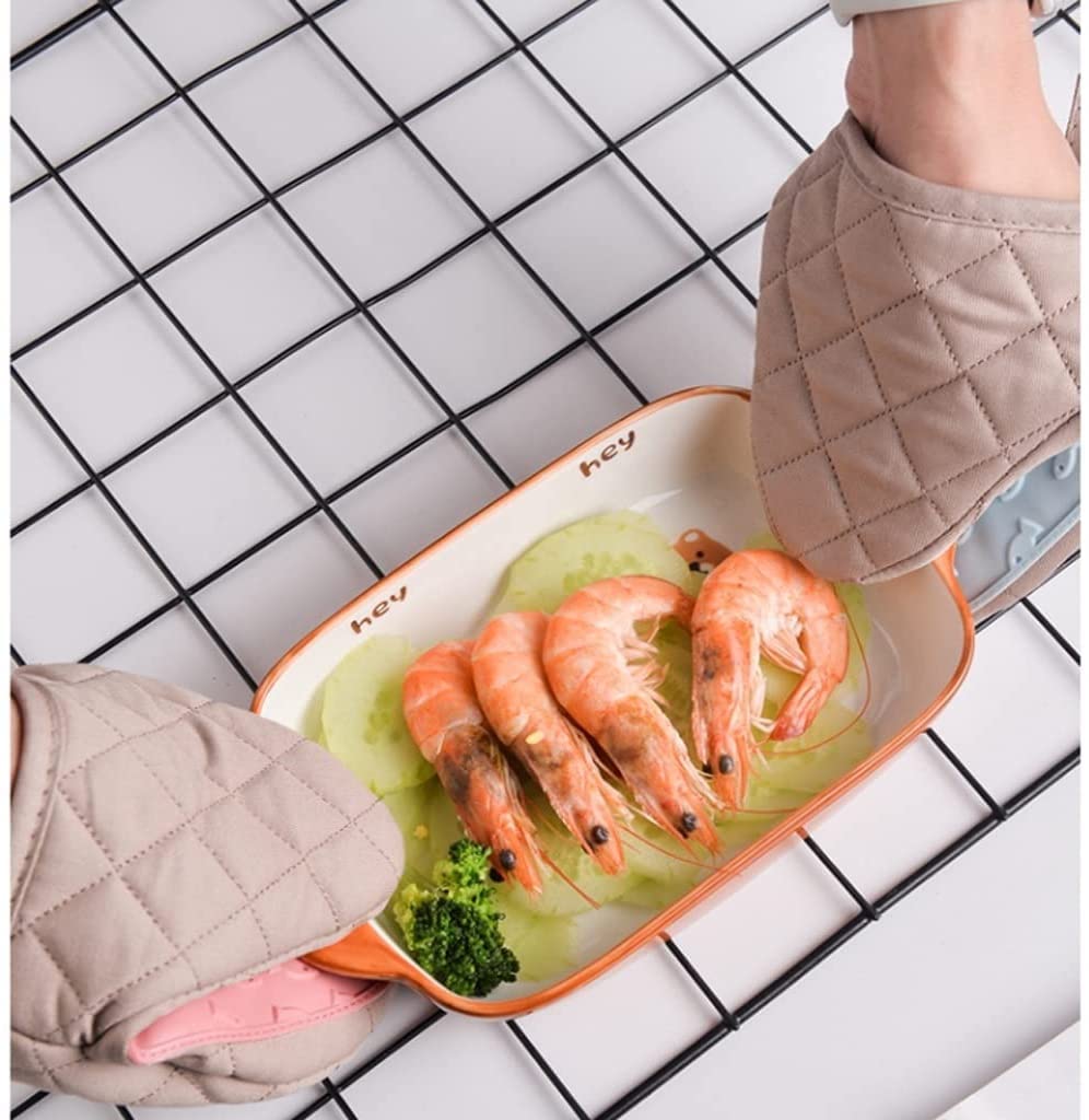Gants de Cuisine Isolation Thermique en Silicone Épaissie Résistante À La Chaleur Et Aux Hautes Températures Et À L'échaudage Adaptée Au Micro-Ondes, 2 Pièces Manique(Blue)