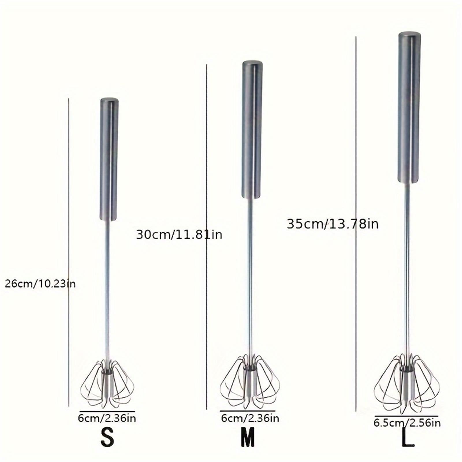 Kochen Edelstahl Schneebesen Milchkännchen Halbautomatischer Drehbesen Buchenholz Vase Griff Handmixer Kochen Ballon Ei(3