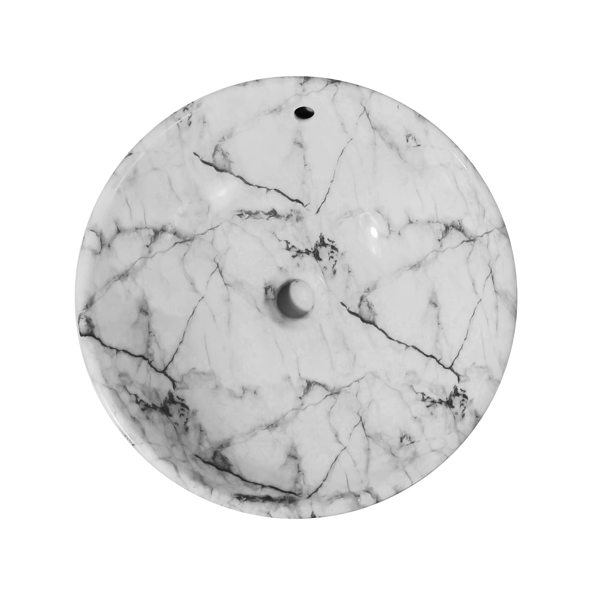 OLSKFUH Bathroom Vanity Bathroom Vessel Sink Round Marble Washbasin With Overflow Hole Hotel Bathroom Ceramic Washbasin Bathroom Sink,
