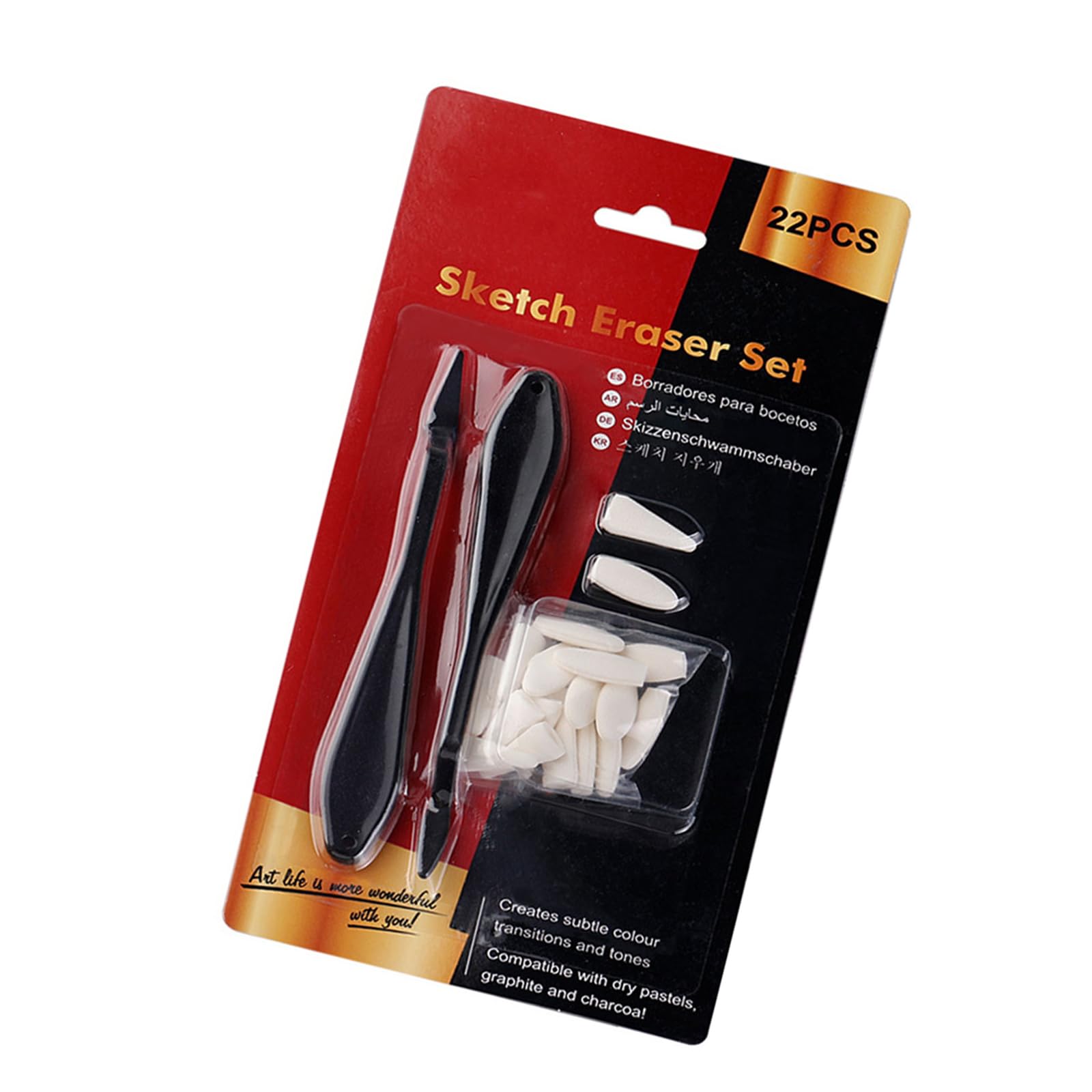 2PCS Sketch Wiper with 20 Sponge Head Paper Art Blenders Sketch Wiper Set Painting Eraser for Sketching Shading Smudging