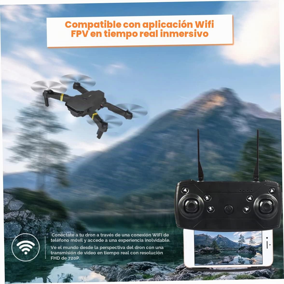 Drone Quadcopter E58 WiFi FPV Mini Quadcopter 4k Camera Plegable Dron Soporte Retorno Automático con 2 Batteries!