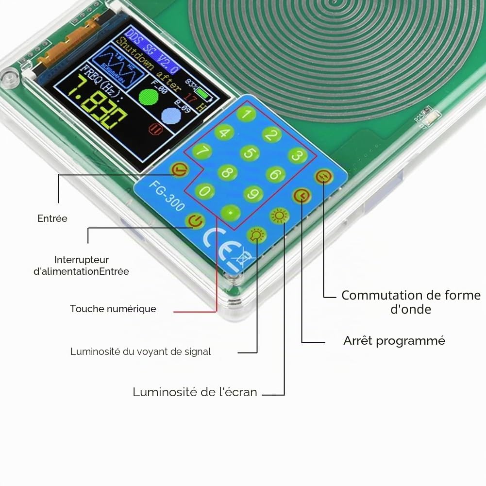 Générateur de Signal D'Écran FG-300 DDS ANGES SAVE de SAWS SACE SLACE 0,001 Hz à 200 KHz 1,8 "Affichage de Couleur B（Pile non incluse）
