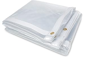 6' x 8' Outdoor Clear Tarp - Heavy Duty Waterproof Transparent Tarps...