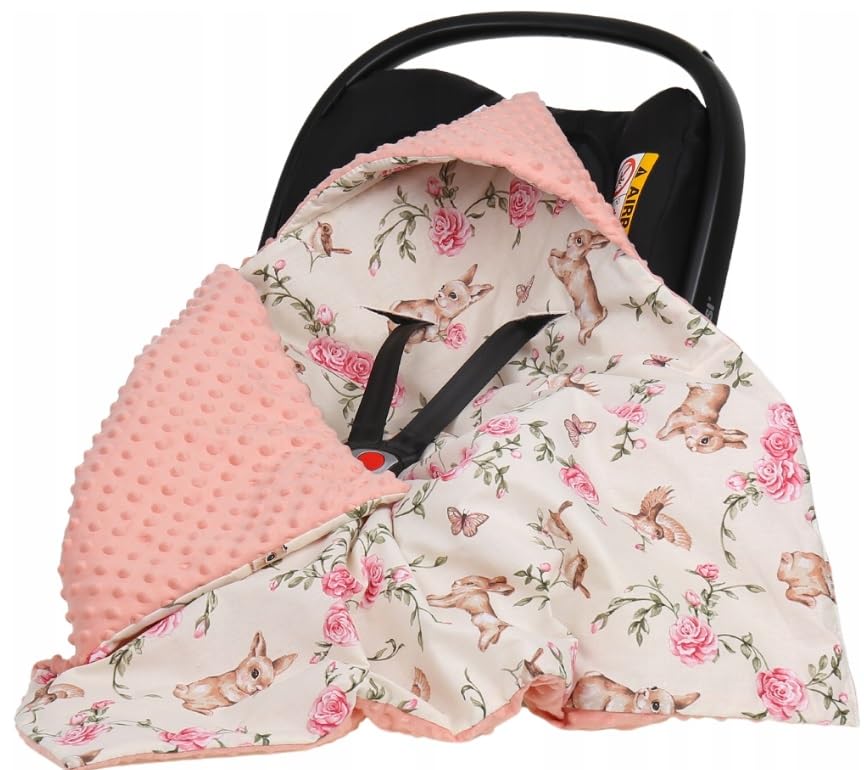 Babymam Baby Car Seat Hooded Blanket Double-sided Snuggle Swaddle Wrap Apricot/Secret Garden