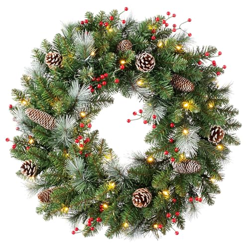 Weihnachtsdeko Kranz 30 40CM Türkranz Weihnachten,Weihnachtskranz Haustür mit 30...