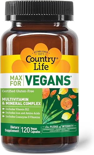 Miniatura 2 de Country Life Max for Vegans - 120 cápsulas veganas - Multivitaminas diarias - Suplemento de apoyo inmunológico - Contiene vitamina B12, hierro,