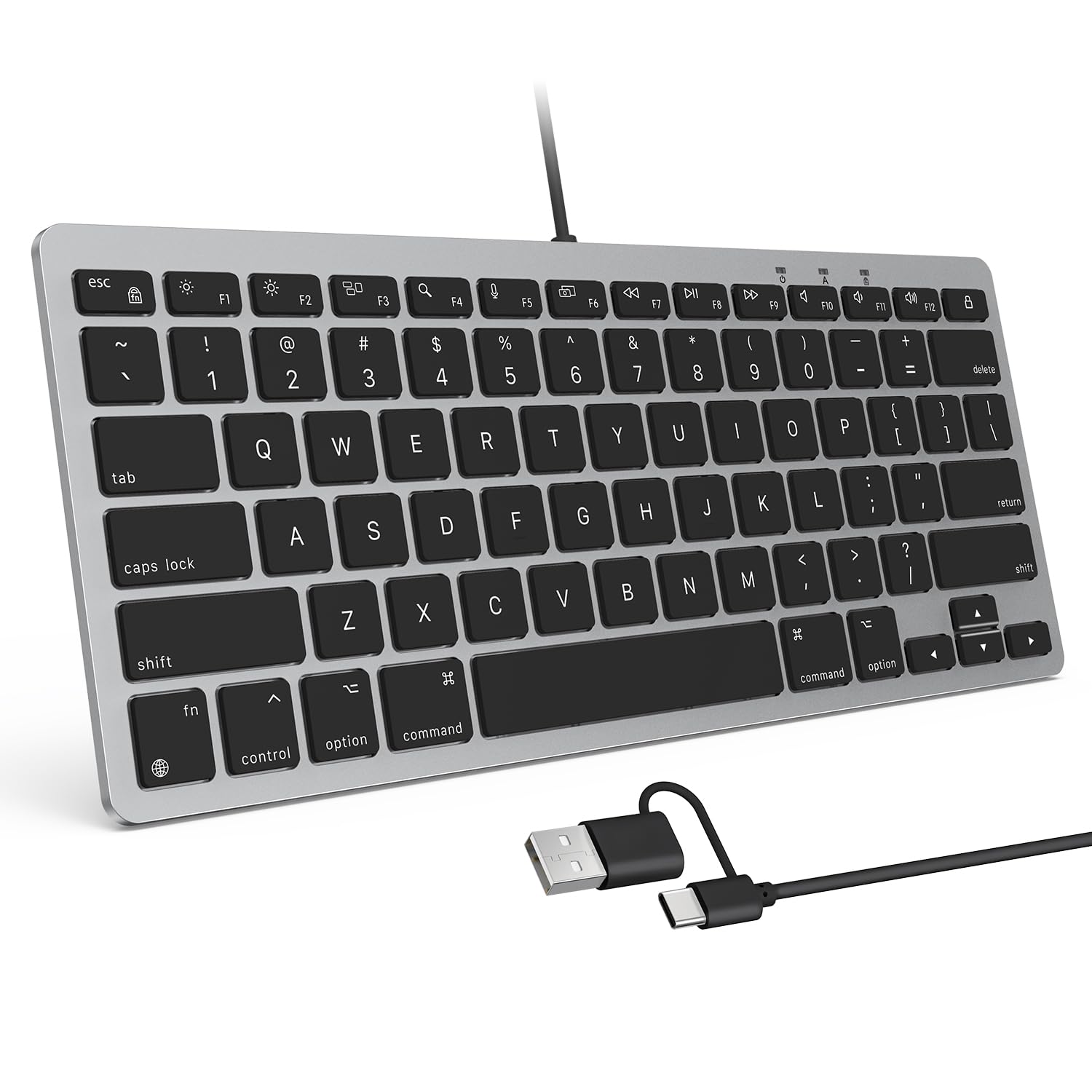 OMOTON Wired Keyboard for Mac with Dual Interface Comfortable Typing Angle Stable Connection Compatible with MacBook iMac Mac