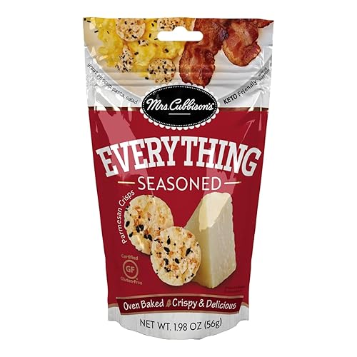 Mrs. Cubbison's Cheese Crisps - Queso 100% real, apto para dieta cetogénica, ideal para aperitivos y ensaladas, sabor todo sazonado, 1.98 onzas