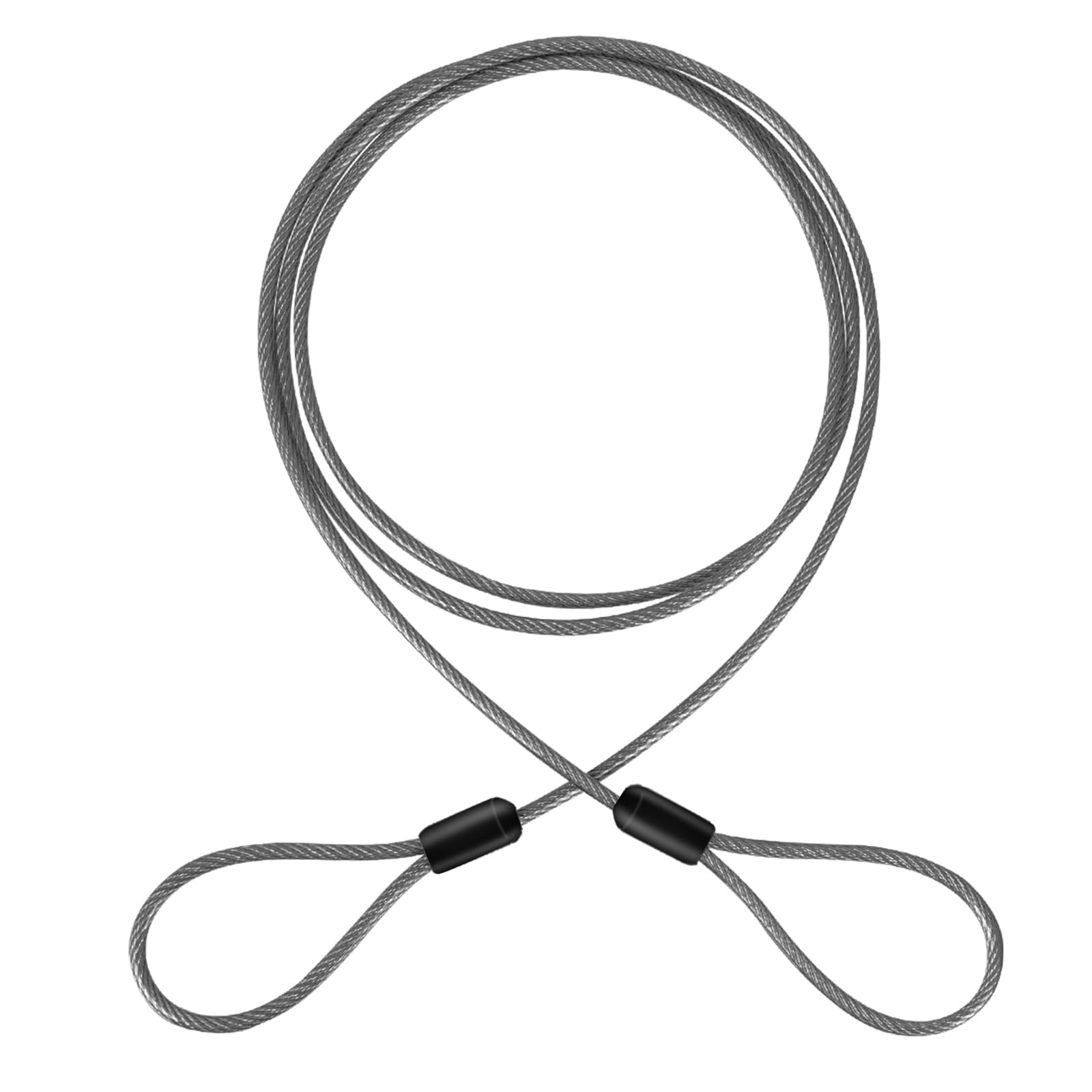 3mm (1/8 Inch) Security Steel Cable Luggage Lock Safety Cable with Loops 15FT Portable Locking Cable Vinyl Coated Steel Cable for Luggage, Bags and Small Items, Black (1 Pack)