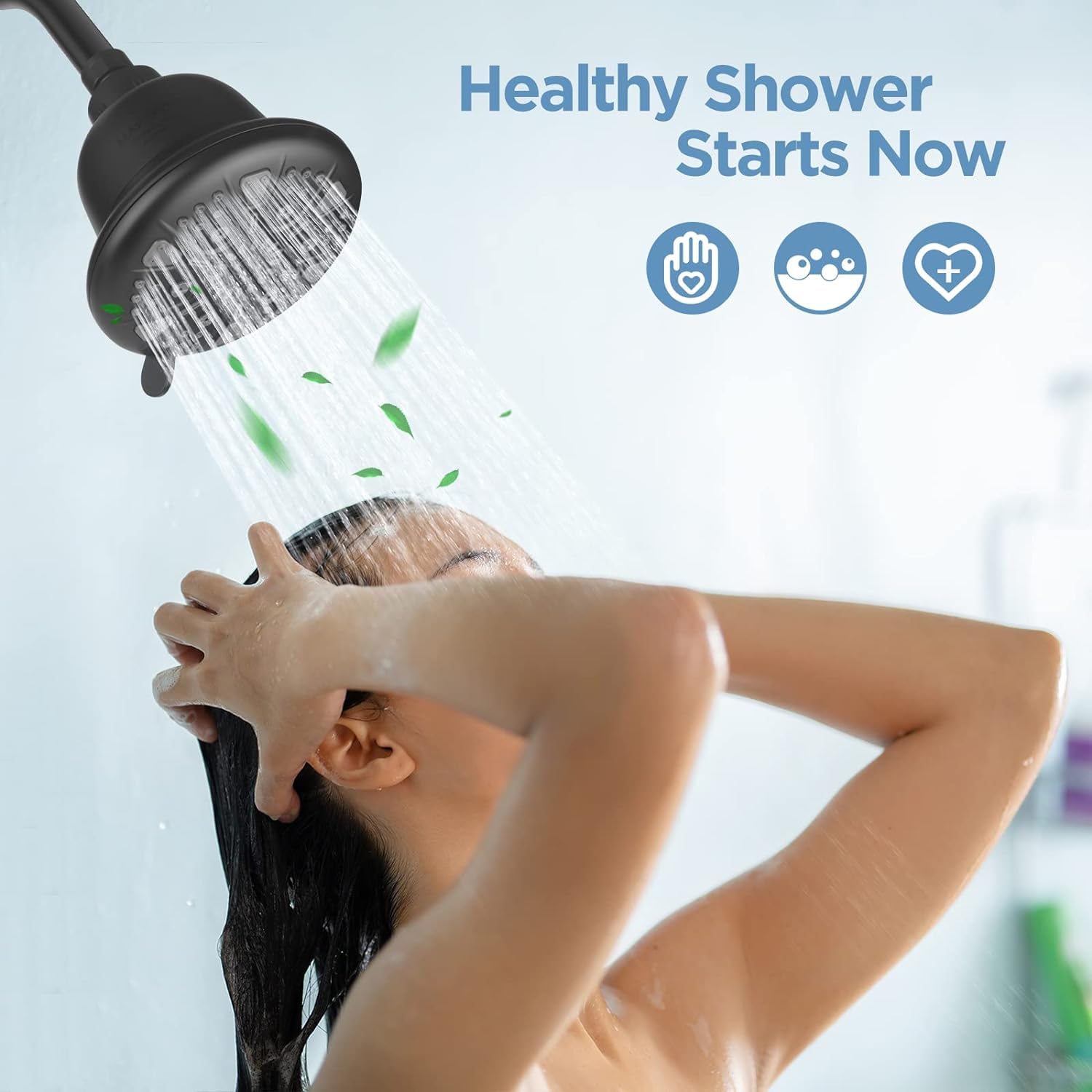 MakeFit Alcachofa de ducha filtrada con filtro de carbón activado mejorado, cabezal de ducha de alta presión con ablandador de agua dura, cabezal de ducha de lluvia de 7 posiciones para eliminar el