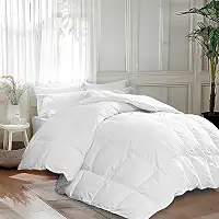 MARTHA STEWART Edredom Queen Queen de fibra de pena de ganso com enchimento de penas de penas, edredom hipoalergênico coleção de hotel 1,417 g, calor leve 224 x 234 cm, branco