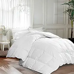 MARTHA STEWART Edredom Queen Queen de fibra de pena de ganso com enchimento de penas de penas, edredom hipoalergênico coleção de hotel 1,417 g, calor leve 224 x 234 cm, branco