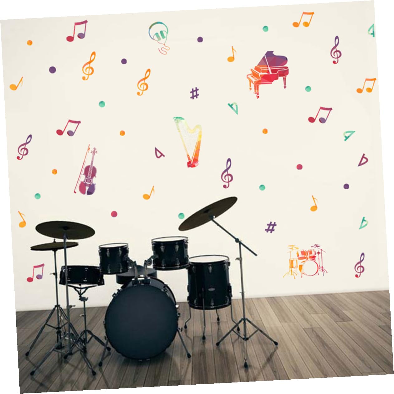 Angoily 2 Set Adesivo Murale Musicale Carta Da Parati Adesivi Murali Creativi Per La Stanza Decorazioni Per L'aula Di Musica Adesivi Da Parete Creativi Adesivi Per Aule Di Musica 4 Pezzi*2
