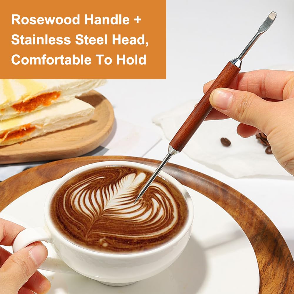 ANCLLO 2-delige set 304 roestvrijstalen koffie art pen barista cappuccino espresso koffie decoratie latte art pen chique café gereedschap