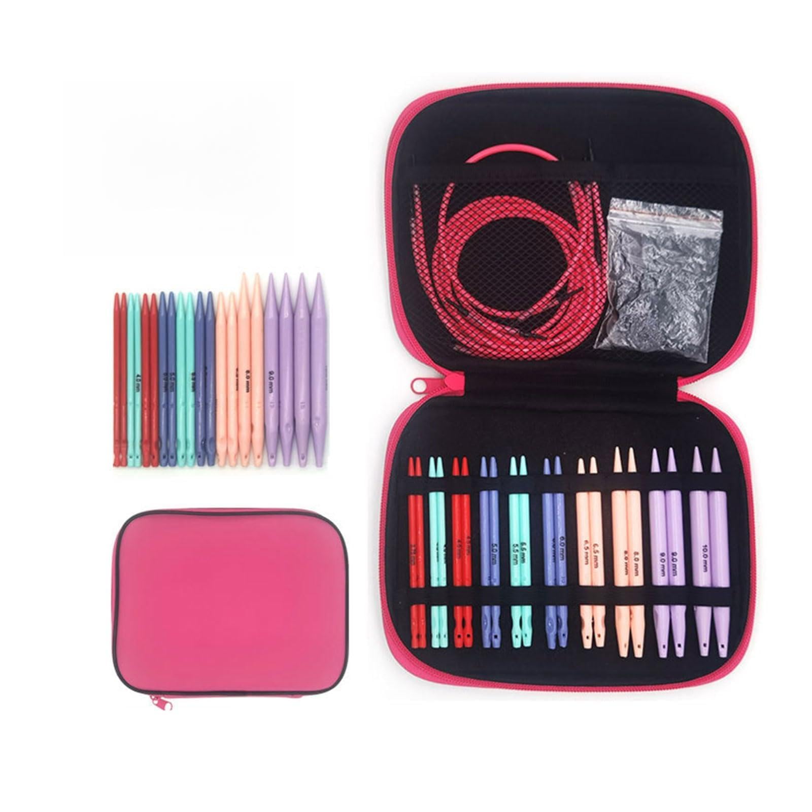 10Pairs ABS Interchangeable Circular Knitting Needle Set with Case for Weaving 3.75mm-10mm ABS Circular Set