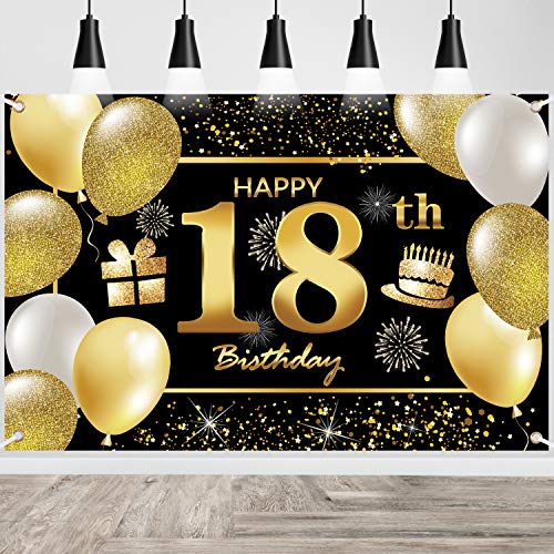 18th Happy Birthday Banner IMISI Birthday Decorations Birthday Backdrop Decorations for a Party