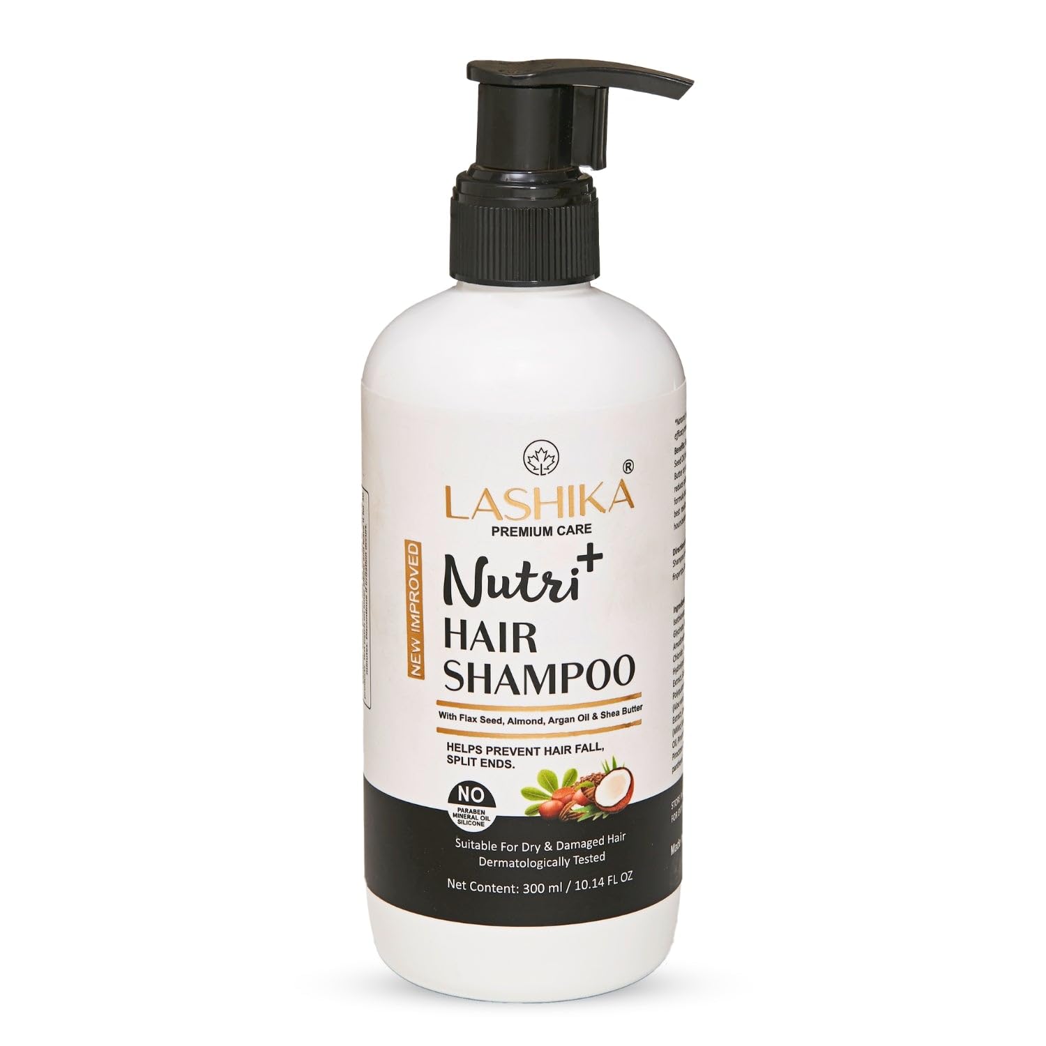 Lashika Nutri Plus Shampoo with Flax Seeds, Aloe Vera, Neem, Tulsi and Shea Butter for Stronger and Healthier Hair (300 ml)