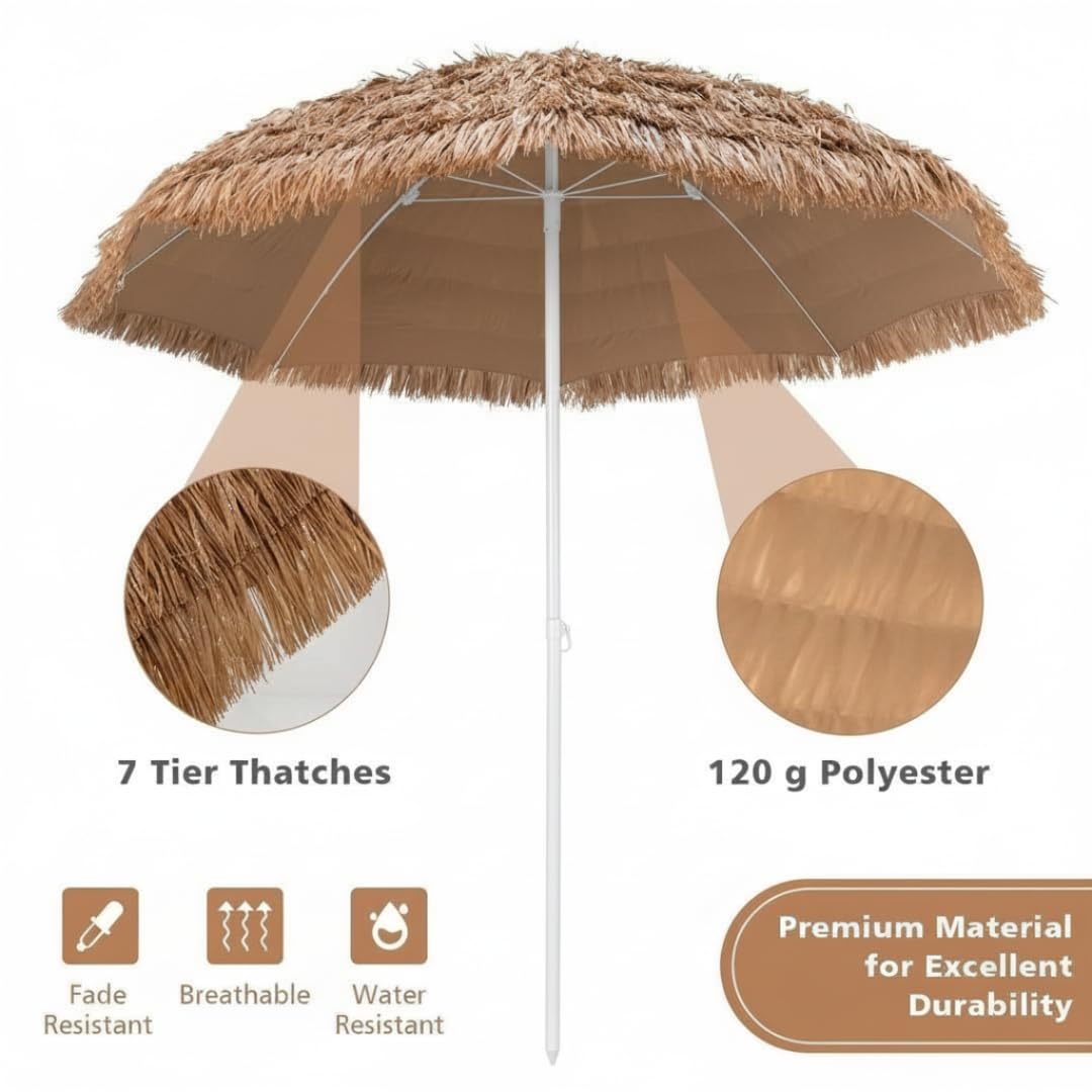 space panda Havana Straw-Roof Outdoor Patio Umbrella for Garden, Beachside, and Café – Sunshade Parasol, Durable Waterproof Canopy for Summer Relaxation, Home and Commercial Use, Easy Installation, Stylish Design 2