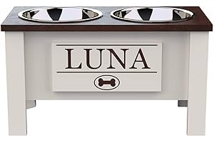 Personalized Elevated Dog Bowl Stand with Food Storage