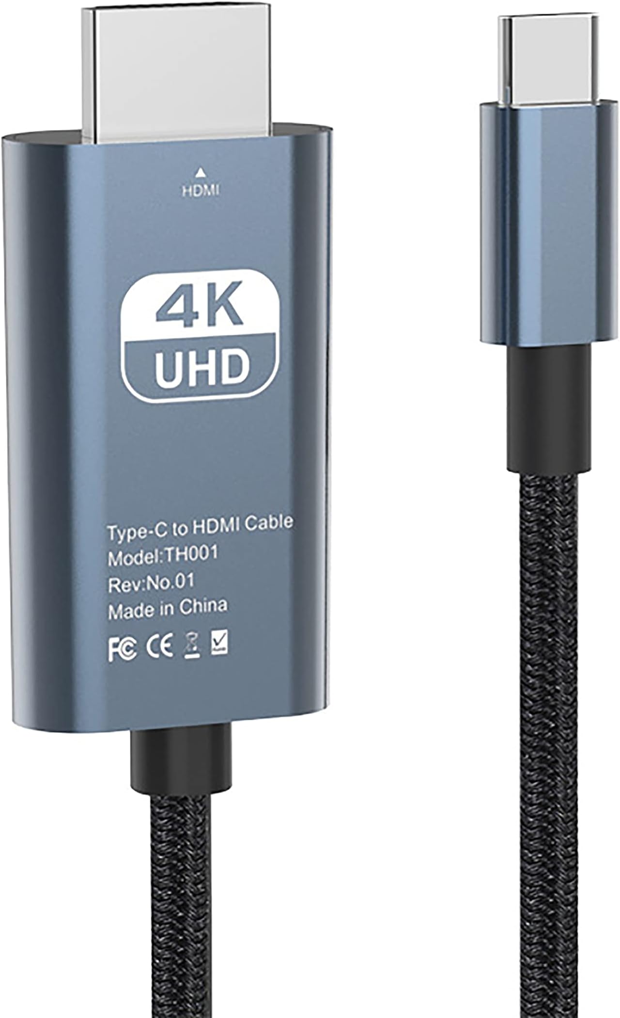Zingther 2M (6.6ft) Braided USB C to HDMI Cable, 4K@60Hz, Compatible with iPhone 15 Pro, MacBook Pro, iPad Pro, Laptops, Monitors, TVs, Black