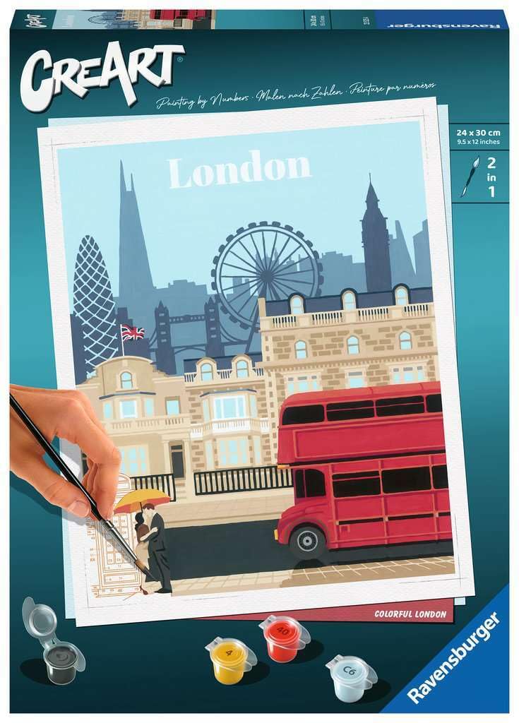 Ravensburger CreArt 23525 Colourful London Paint by Numbers Adults, DIY Painting Set with Brush and Acrylic Paints, Gift for Women and Men, Painting for Adults