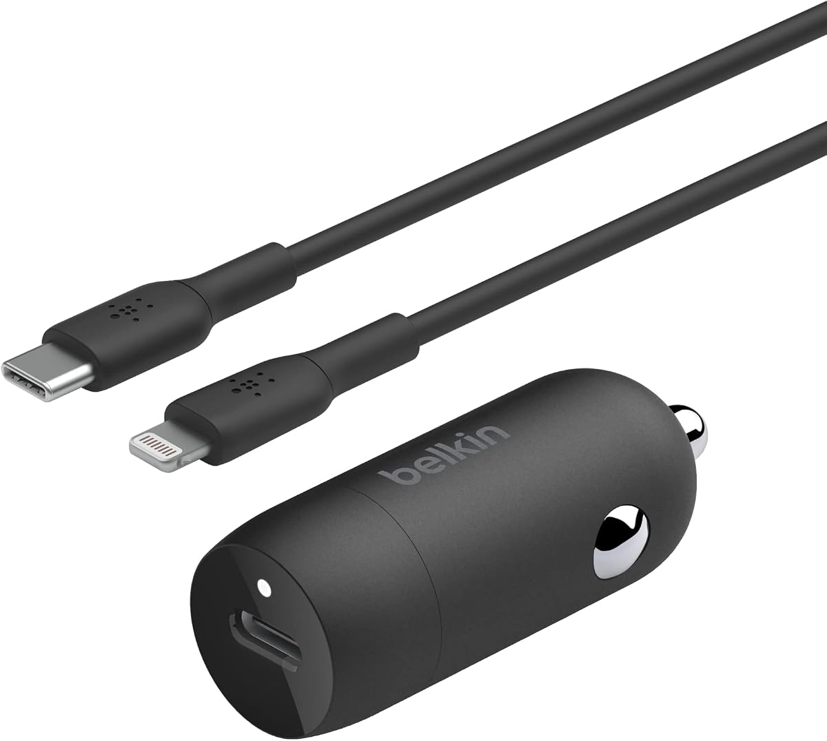 BoostCharge 30W USB-C Car Charger with Lightning Cable | Compact fast charging design, universal compatibility, for iPhone 14 series, iPad and more devices