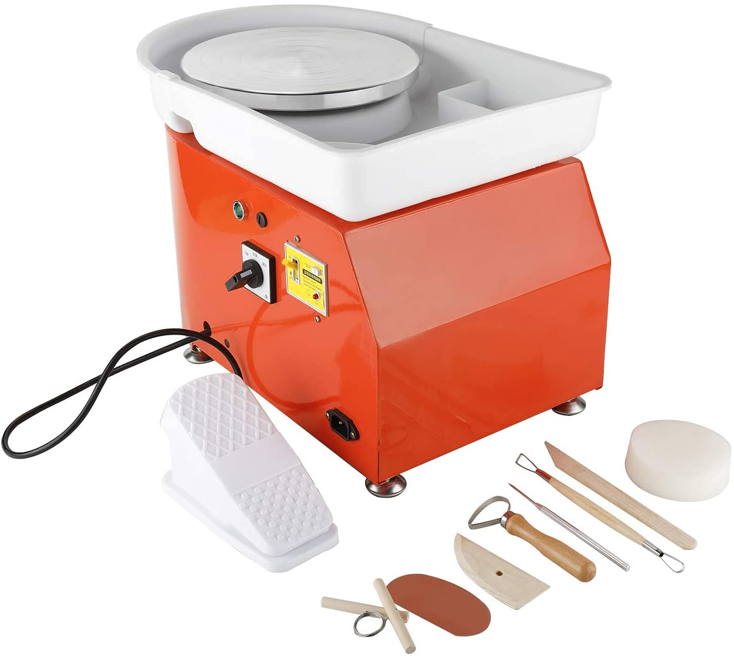 Homtone Pottery Wheel Machine 25CM 350W with Foot Pedal, Removable Basin and Clay Sculpting Tools, C