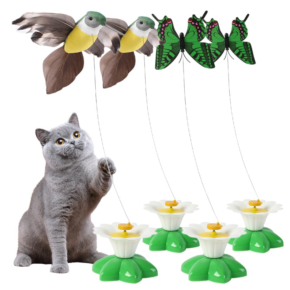 Drkicsy Juguete eléctrico para gatos, juguete interactivo para pájaros, juguete interactivo para gatos, juguete eléctrico giratorio de 360 grados, juguete interactivo de simulación de pájaros para
