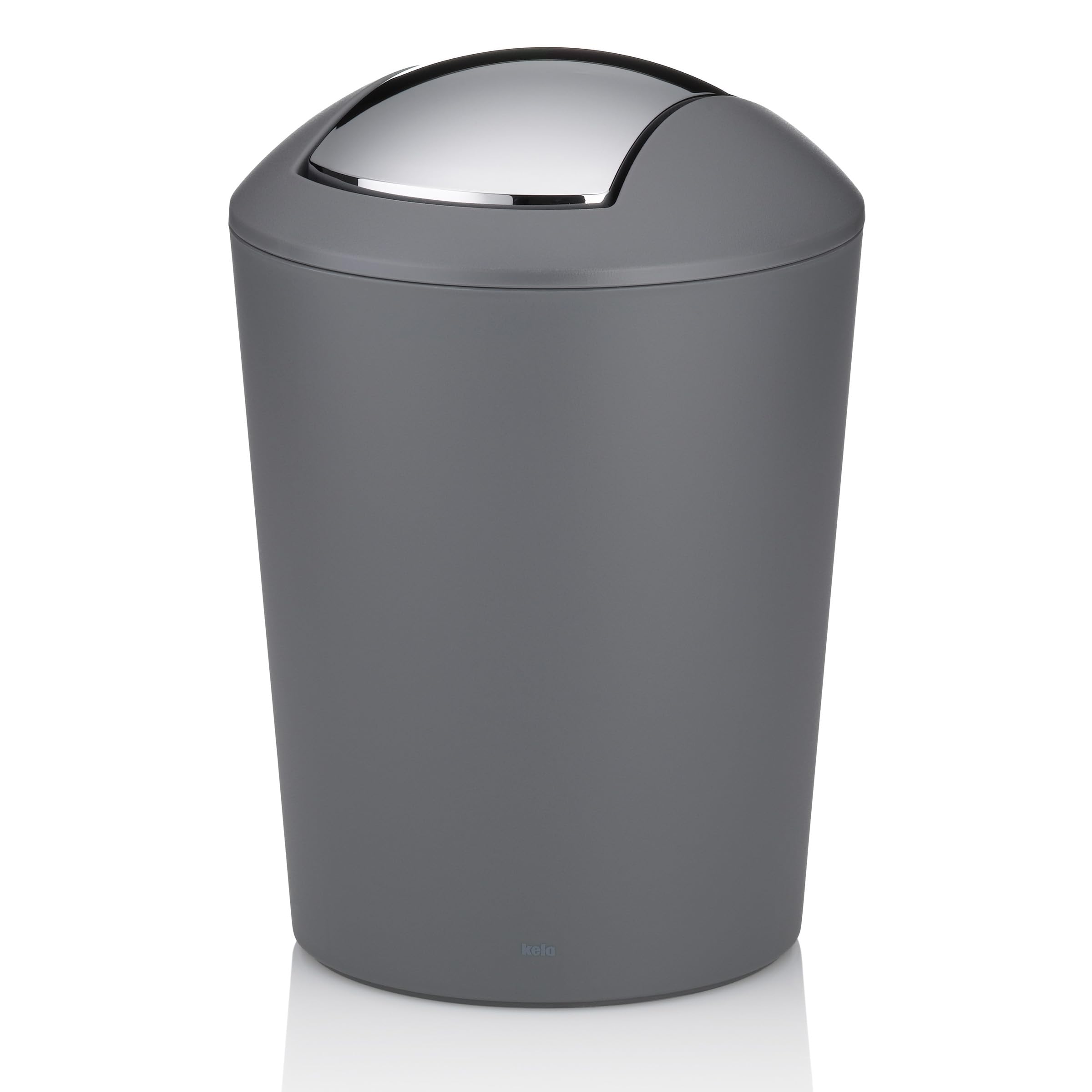 Kela Grey Cosmetic Bin 1.7L, Mini Waste Bin Bathroom With Swing Lid, Plastic, Marta, Small Table Waste Bin Matt