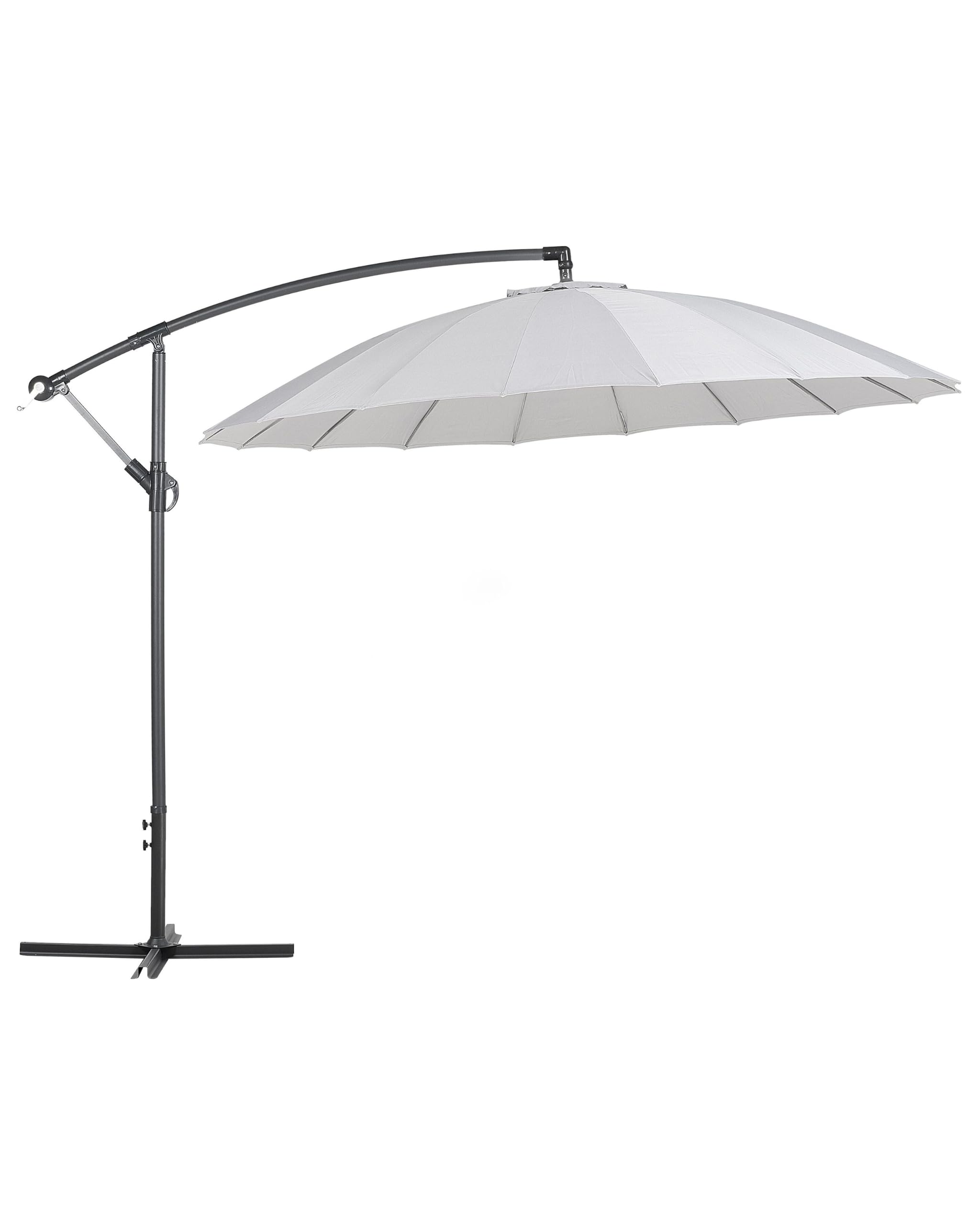 Parasol ogrodowy jasnoszary na wysięgniku metalowy składany ø 268 cm Calabria